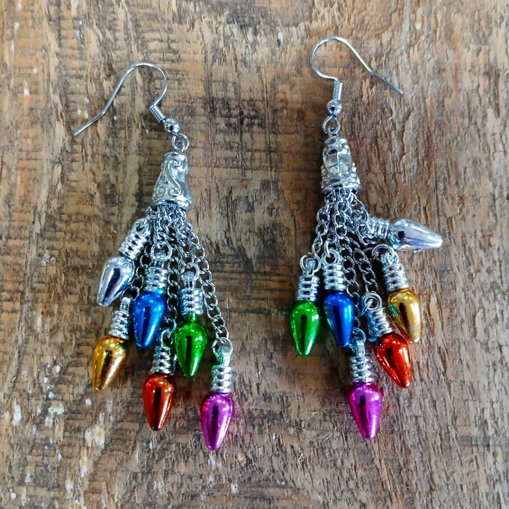 Colorful Christmas Lites Dangle Earrings